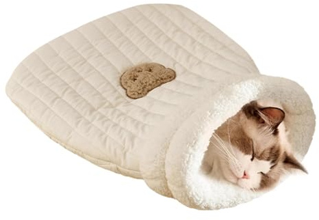 Katzenbett Höhlenschlafsack, Cat Sleeping Bag, Halbgeschlossene Schlafmatte Für Haustiere, Wärmende Katzenbetthöhle Für Drinnen, Bettwärmeunterlage Kuschelhöhle Für Katzen Hunde Bis Zu 24 Pfund