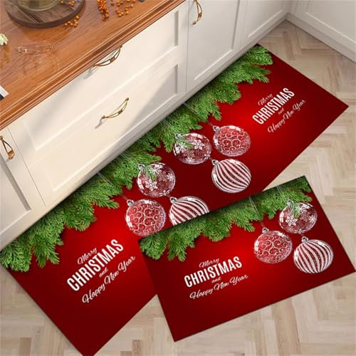 Highdi Weihnachten Küchenläufer, Farbenfrohe Weihnachten Saugfähig Läufer Flu Teppich Küche Flur Teppich Läufer, Diatomeenerde Teppich Küche, für Küche, Flur, Esszimmer (Weihnachten,60x150cm)