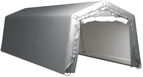 Hommdiy Lagerzelt UV-beständig Industriezelt Zelthalle Weidezelt Zelt Zeltgarage Foliengarage Unterstand Lagerhalle Stahl Grau 300 x 900 cm
