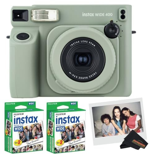 Fujifilm INSTAX Wide 400 Instant Camera - Sage Green (Camera w/ 2 Wide Twin Packs)