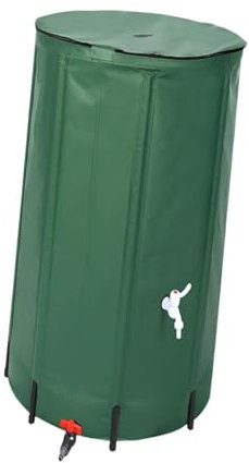 Milageto Barril de Lluvia Plegable Verde Barril de recolección de Lluvia Cómodo llenado y vertido Césped de jardín con Grifo Tanque de Almacenamiento de Agua, 100l