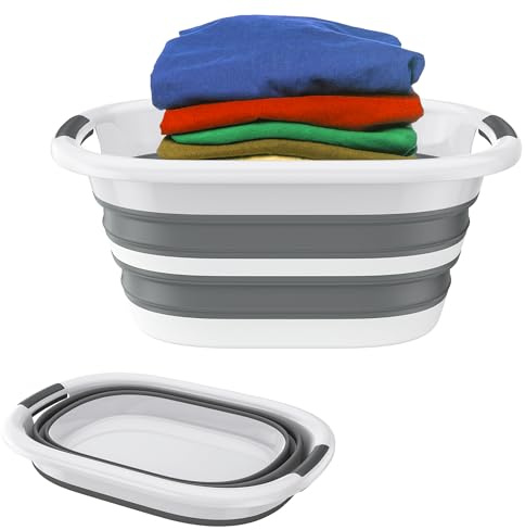 SUBTLETY Vikbara tvättkorgar av PP TPE plast hopfällbar förvaringsbehållare med handtag platsbesparande tvättkar mobil tvättbehållare för hem, camping (26 l)