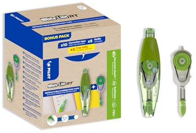 PILOT - Lot de 10 Whiteline RT + 10 Recharges - Correcteurs à Bande Rechargeables et Rétractables - Fabriqué en Plastique Recyclé - Idéal Bureau et École - Correction Instantanée