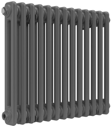 Lux Heat Anthracite Grey Horizontal 2 Column Traditional Radiator 500mm (H) x 605mm (W)