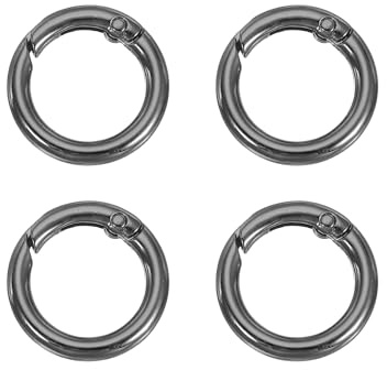 PATIKIL 4Pz Anelli A Molla A O 1 Pollice Per Portachiavi DIY Nero 25mm | Clip Metalliche Tonde Portachiavi Fibbie A Scatto, Borse Borsette Cinturini Guinzagli Per Cani, Artigianato