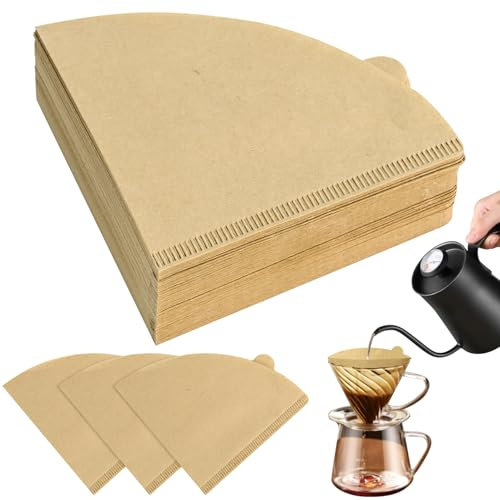 100Pcs Coffee Filter Papers 2-4 Cups, Unbleached Cone Filter Papers Size 02 for Pour Over and Drip Coffee Makers (Natural)