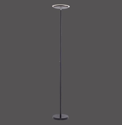 Licht-Erlebnisse LED Deckenfluter Metall Schwarz Wohnzimmer Schlafzimmer 181cm 2500 lm Touch dimmbar Modern Leselicht Ambiente Stehlampe schwenkbar HALDOR