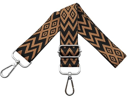 Taschengurte zum Wechseln, Verstellbarer Schultergurt für Taschen, Taschengurt Breit 3.8cm Schulterriemen mit Karabiner Silber, Umhängegurt für Damen Tragegurt Taschen DIY, Schwarz/Braun, X25