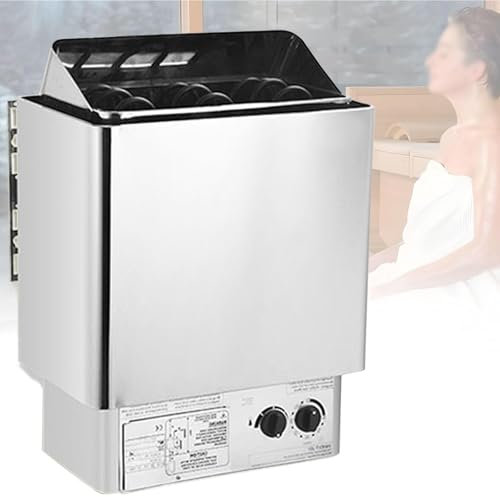 Poêle Électrique pour Sauna Traditionnel en Acier Inoxydable avec Unité De Commande Séparée Sauna Poêle Électrique Chauffage De Sauna Intérieur/Extérieur Portable,6kw