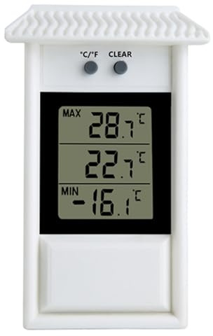 Guangcailun Termometro da giardino a parete impermeabile con display digitale, temperatura massima e minima, termometro per serra ABS, UN