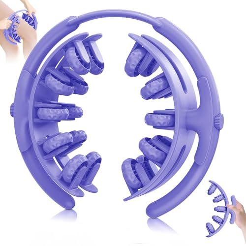 Masseur Anti Cellulite, Appareil de Massage 20 Rouleaux et Design Breveté, Amovible et Réglable, pour Cuisses, Fesses et Taille - Relaxation Musculaire, Raffermissement de la Peau, Lilas