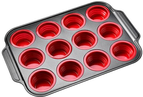 Vassoio pieghevole in silicone per muffin da 12 tazze, antiaderente, facile da usare, per cuochi casalinghi e professionisti