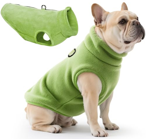 Oslueidy Hundemantel Fleece Hunde Jacken Hund warme Mäntel Winter Haustier Kleidung Hoodies Pullover Jumpsuit Hund Schnee Outfits Weste für kleine mittlere große Hunde XS-XXL (Grün, XS)