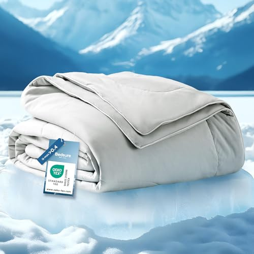 BEDSURE Kühldecke Kühlende Decke für Sommer - Leichte Sommerdecke mit Arc-Chill Kühlfasern Q-Max>0,4 für Heißschläfer und Nachtschweiß, Cooling Blanket Kuscheldecke für Bettdecke, 220x240 cm, Grau
