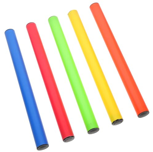 Abaodam Set 5 Pezzi Bastoni da Staffetta in Plastica Leggeri e Riutilizzabili Bastoni da Corsa per Gare Scolastiche all'Aperto Accessori Sportivi per Corsa Superficie Antiscivolo e