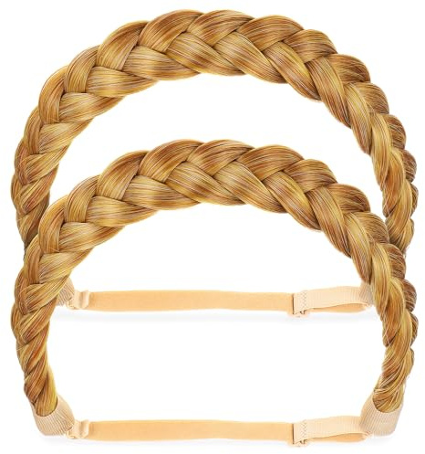 TOYANDONA 2 Stück Pack Geflochtenes Haarband aus Hochtemperaturbeständigem Fasermaterial Elastisches Breites Haarteil für Sport und Alltag Einheitsgröße für Frauen und Mädchen