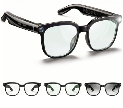 AI Smart Glasses with Camera and Audio, 4K HD Video Recording Glasses, 8MP Camera Glasses for Men Women, AI Voice, Real-Time Translation, Photochromic Lenses, IP65 Waterproof for Travel & Meetings