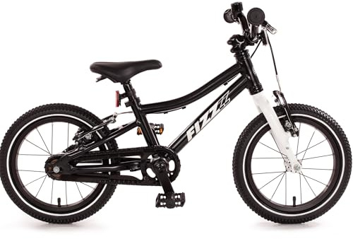 Bachtenkirch Fizz Kinderfahrrad 14 Zoll Schwarz Matt Superleichtes Kinderrad Jungen Mädchen Fahrrad ab 3 Jahre ca. 5 kg Leicht Vormontiert Einstellbare Sitzhöhe 40–45 cm