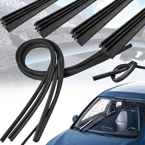 Liekadijiae 4 Pièces Gommes D'essuie-glace Découpables, Universelles Bandes Essuie-Glaces Caoutchouc de Remplacement, Caoutchouc Recharges Balais pour Plus Avant Arrière Pluie Voiture Glace (800 mm)