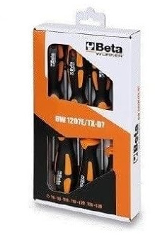Serie di 7 cacciaviti cacciavite giravite giraviti chiavi maschio con impugnatura per viti con impronta Torx Beta Worker BW 1207E/TX-D7