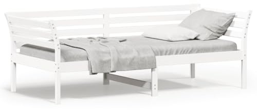 HETFTJN Tagesbett 80x200 Kiefer massiv weiß ohne Matratze Schlafsofa mit Schutzgittern platzsparendes Gästebett für Wohnzimmer Jugendzimmer und Büro