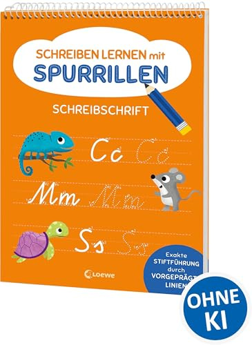 Schreiben lernen mit Spurrillen - Schreibschrift: Schreibblock mit vorgeprägten Linien für Schulkinder ab 6 Jahren