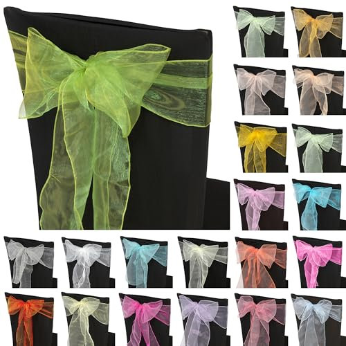 Trimming Shop Lamette Shoporganza Fusciacche Sedia Cover Colori Assortiti Fuller Fiocco Nastro per Matrimonio, Banchetto, Compleanno, Evento Decorazione, 17cm x 280cm - Verde Salvia, 1pc