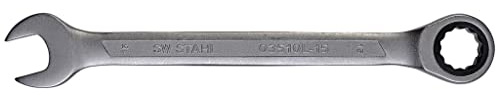 SW-Stahl 03510L-15 Gabelringratschenschlüssel 15 mm - 72 Zähne Ratsche | Ringratschenmaulschlüssel aus Chrom-Vanadium - 200 mm Länge - Maulschlüssel mit Ringratsche für enge Bereiche