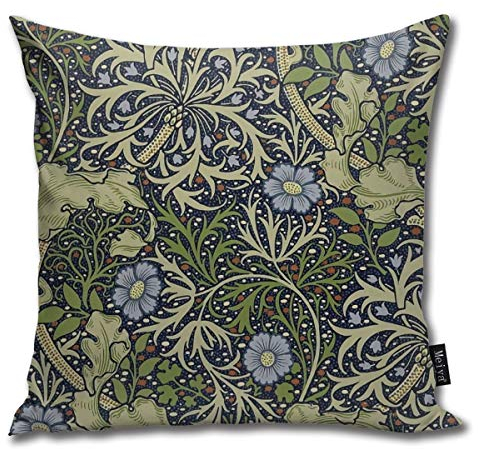 Rasyko William Morris Seaweed Pattern Home Decorative Throw Pillow Case Cushion Cover for Gift Home Couch Bed Car 18X18inch