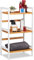 relaxdays Scaffale da Bagno, Mobiletto per Cosmetici, Asciugamani, Accessori, in Bambù, 80x45x31,5 cm, Bianco Naturale