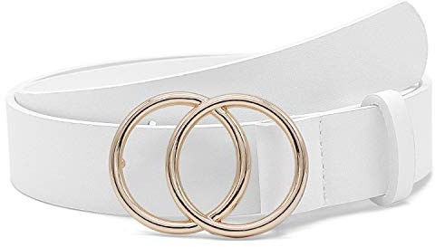 SUOSDEY Damen Ledergürtel für Jeans Taillengürtel Doppel O-Ring Schnalle