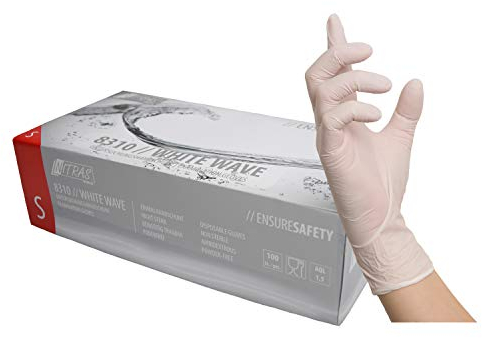 weiße Nitrilhandschuhe, Einweghandschuhe 100 Stück 1 Box Einmalhandschuhe, Untersuchungshandschuhe, Nitril Handschuhe, puderfrei, ohne Latex, unsteril, latexfrei, disposible gloves (S)