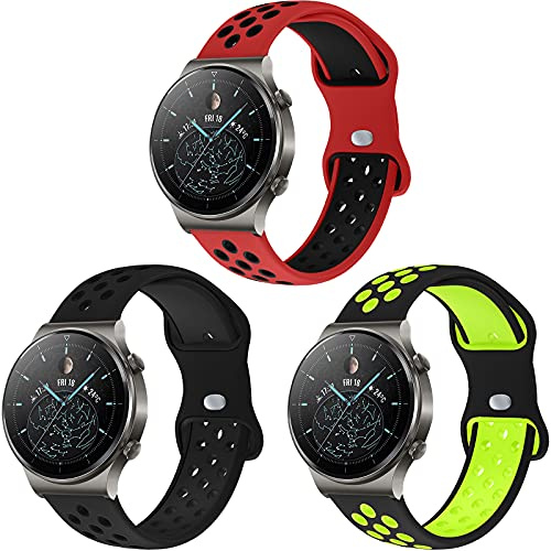 Huawei Watch GT2 Armband 46mm, 22mm Silikon Ersatzarmband für GT 2/GT2 Pro/GT2e/GT/Watch 3/3 Pro/Galaxy Watch 46mm/3 45mm/Gear S3