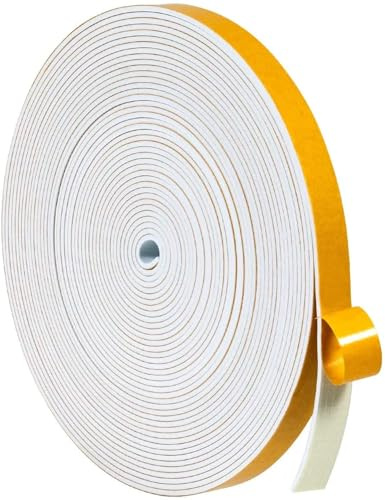 Dichtungsband Türdichtung Selbstklebend 12mm(B) x1.5mm(D)/10m(L) für Türen Fenster Schaumstoff klebeband Gummidichtung Gegen Kalte Zugluft/Anti-Kollision/Schalldichter/Wasserdichter/Staubdicht Weiß