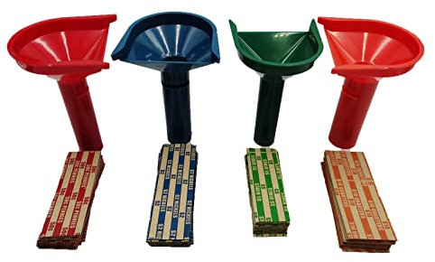 Münzenzählröhren mit 100 Münzhüllen – Trichterförmige ABA-Standard-Münzensortierröhren aus Kunststoff