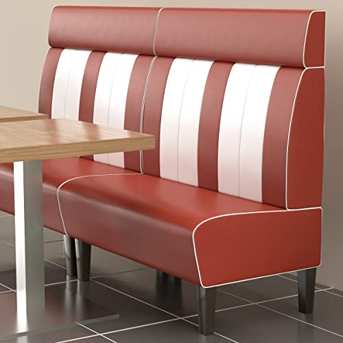 GGMMÖBEL American 1 | Dinerbank | B:H 140 x 128 cm | Gestreift | Rot | Leder | American Diner Möbel, American Dinerbank