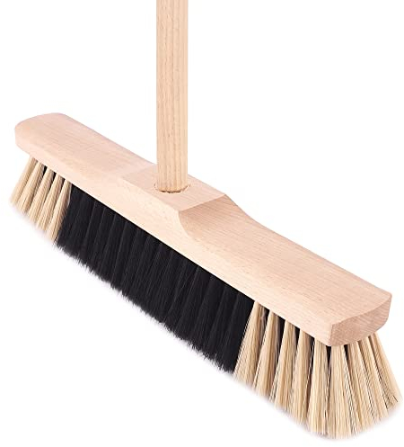 BAUSTER® Broom Indoor Broom with Handle, 120 cm, Street Broom, Industrial Broom, House Broom, Garden Broom, Hand Broom for Roads and Walkways (Broom 400 mm + Handle 120 cm)