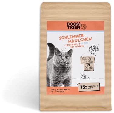 Dogs'n Tiger Schlemmermäulchen Trockenfutter Katze, Truthahn & Lachs, 1,5kg | Katzenfutter, 75% Fleisch, mit Gemüse, getreidefrei, ohne Zucker, ohne Konservierungsstoffe, proteinreich