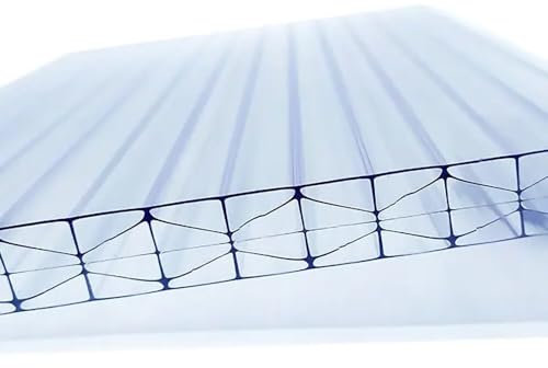 AtHaus® Polycarbonat Hohlkammerstegplatten - 200 Maße zur Auswahl | 1210 x 695-10mm Stärke | UV-beständigen (Transparent)|stoßsicheren Doppelstegplatte Gewächshausplatte Stegplatten
