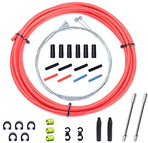 Bicycle Brake Cable Set of 2 Universal Cable Housing Kit Replacement for Mountain and Road Bike (Red)