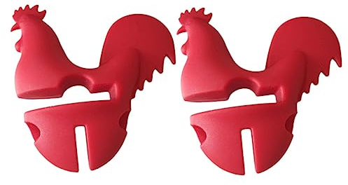 Rooster Lid Lifter Spill Silicone Pot Stopper 2pcs for Kitchen Use