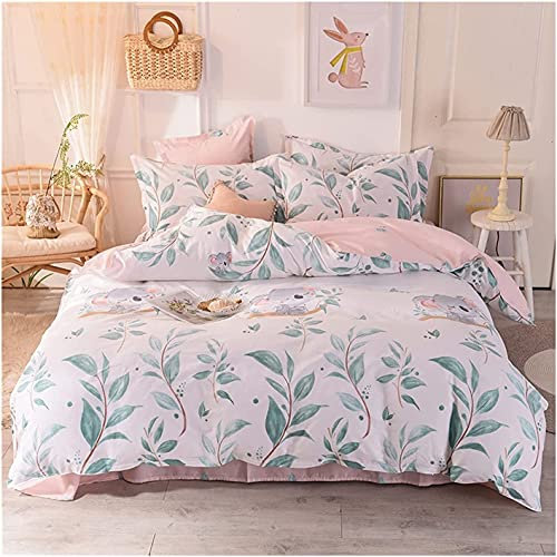 BONOOL Completo Lenzuolo 4 Pezzi Morbido Copripiumino Stampato Twin Set 4 Pezzi 100% Cotone Set Reversibile Copripiumini Ultra Morbidi Set Letto Luxury (White Powder a 180x200cm)