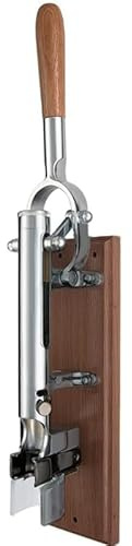 Virsus Cavatappi Professionale a Parete 2104, Lungo 55 cm, Struttura Cromata con Supporto in Legno misura 9x33,5 cm, Apribottiglie da Muro, Levatappi per bottiglie di vino