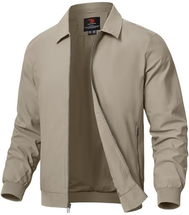 Rdruko Chaqueta casual con solapa para hombre, ligera, rompevientos para exteriores, chaqueta inteligente para primavera y otoño, chaquetas para deporte, trabajo, caminar, senderismo, golf, correr