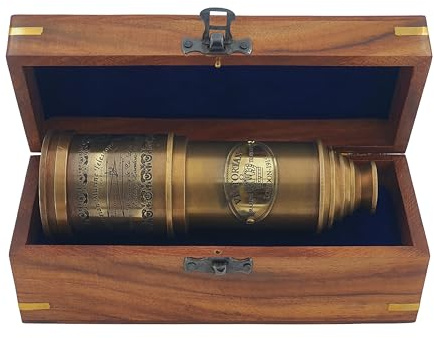 WOANIN 1915 London Messing Maritim 15x Vintage Piraten Spyglass Teleskop - Funktionales Messing & klare Sicht Piratenteleskop - Wunderbares Geschenk für nautische Dekorliebhaber (antik personalisiert)