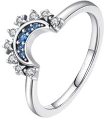 NLIADVY „to My Best Friend, I'm Always Right Here“-Ring „Sonne und Mond“, 925er-Sterlingsilber, Freundschaftsversprechen, passende Ringe (1PCS-A,7)