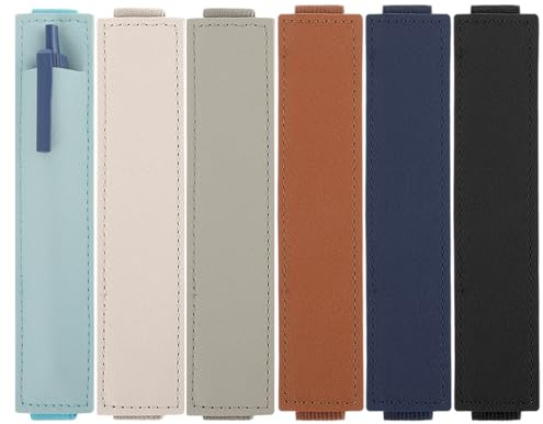 Mabor 6Pcs Elastic Pen Holder for Notebook PU Leather Pen Case Pencil Holder with Elastic Band Pencil Pouch Sleeve for Diary Book Journal School Stationery Office Supplies