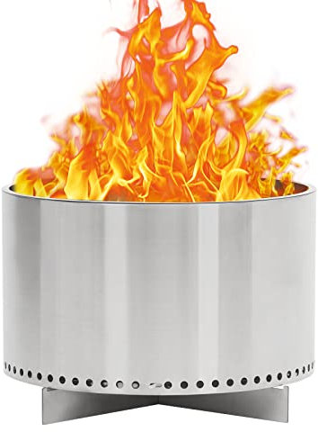Rauchfreie Feuerstelle mit Luftschalter, 52,1 cm, tragbare Feuerstelle aus Edelstahl, mit abnehmbarem Ständer und Aschekanne, ideal für Camping, Hinterhof, Terrasse, H: 29,2 cm, 8,5 kg