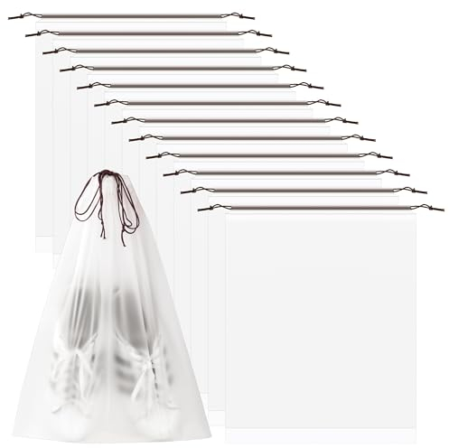 Heveer Schuhbeutel Schuhsack Reise 40 * 50cm Transluzent Aufbewahrungstasche mit Zugband für Schuh Kleidung Reisezubehör 12 Stück