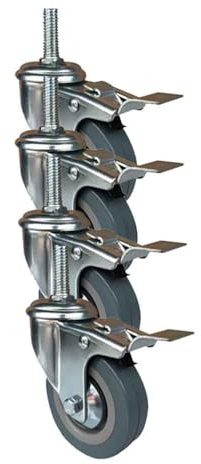 ZYBOWAYL 4 Stück Schwerlast 360 Grad Schwenkrollen PU transportrollen mit M10/12 Gewinde Universal Möbelrollen mit Bremse for Laufkatze/Wagen/Möbel (3/4 Zoll) (Color : M10, Size : 100mm)